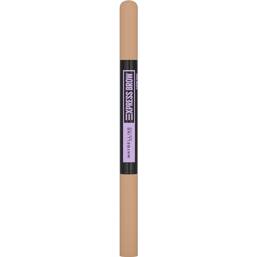 Maybelline New York Express Brow Duo Eyebrow Filling, Natural Looking 2-In-1 Pencil Pen + Filling Powder Dark Brown