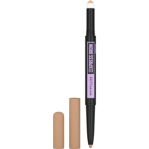 Maybelline New York Express Brow Duo Eyebrow Filling, Natural Looking 2-In-1 Pencil Pen + Filling Powder Dark Brown