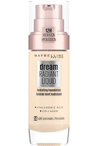 Maybelline Foundation, Dream Radiant Liquid Hydrating Foundation with Hyaluronic Acid and Collagen - Lightweight, Medium Coverage Up to 12 Hour Hydration - 30 Sand