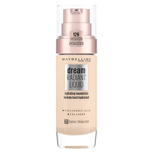 Maybelline Foundation, Dream Radiant Liquid Hydrating Foundation with Hyaluronic Acid and Collagen - Lightweight, Medium Coverage Up to 12 Hour Hydration - 30 Sand