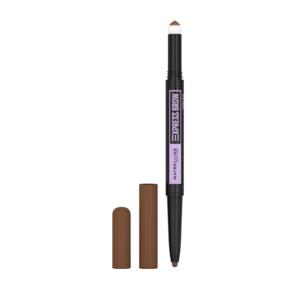 Maybelline New York Express Brow Duo Eyebrow Filling, Natural Looking 2-In-1 Pencil Pen + Filling Powder Dark Brown