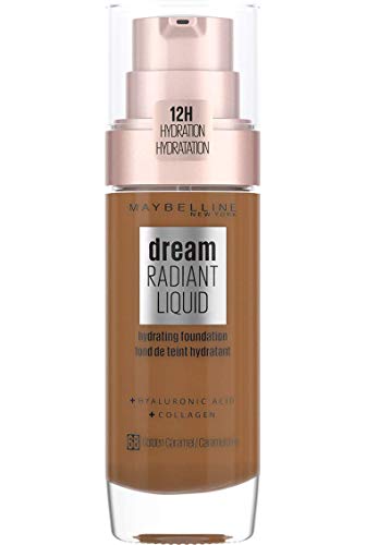 Maybelline Foundation, Dream Radiant Liquid Hydrating Foundation with Hyaluronic Acid and Collagen - Lightweight, Medium Coverage Up to 12 Hour Hydration - 30 Sand