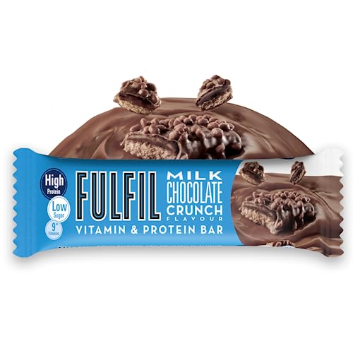 Fulfil Vitamin and Protein Bar (15 x 55 g Bars), Milk Chocolate Crunch Flavour, 20 g High Protein, 9 Vitamins, Low Sugar