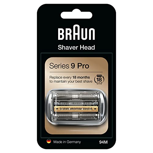 Braun Series 9 Electric Shaver Replacement Head, Easily Attach Your New Shaver Head, Also Compatible with Series 9 Pro Electric Razors, 94M, Silver