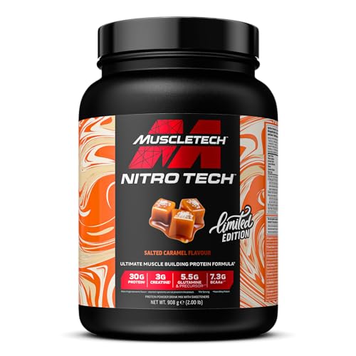 MuscleTech NitroTech Whey Protein Powder, Muscle Maintenance & Growth, Whey Isolate Protein Powder With 3g Creatine, Protein Shake For Men & Women, 6.8g BCAA, 40 Servings, 1.8g, Vanilla Cream