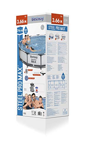 Bestway Steel Pro Max | Runder Rahmenpool mit Filterpumpe, Aufstellpools, grau, 10' 