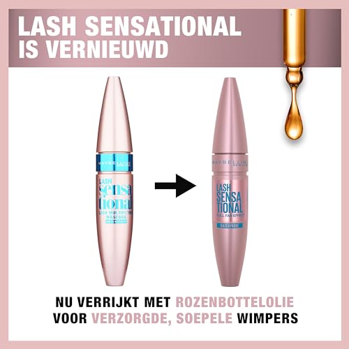 Maybelline Mascara, Lash Sensational Volumizing and Thickening Waterproof Mascara, Black