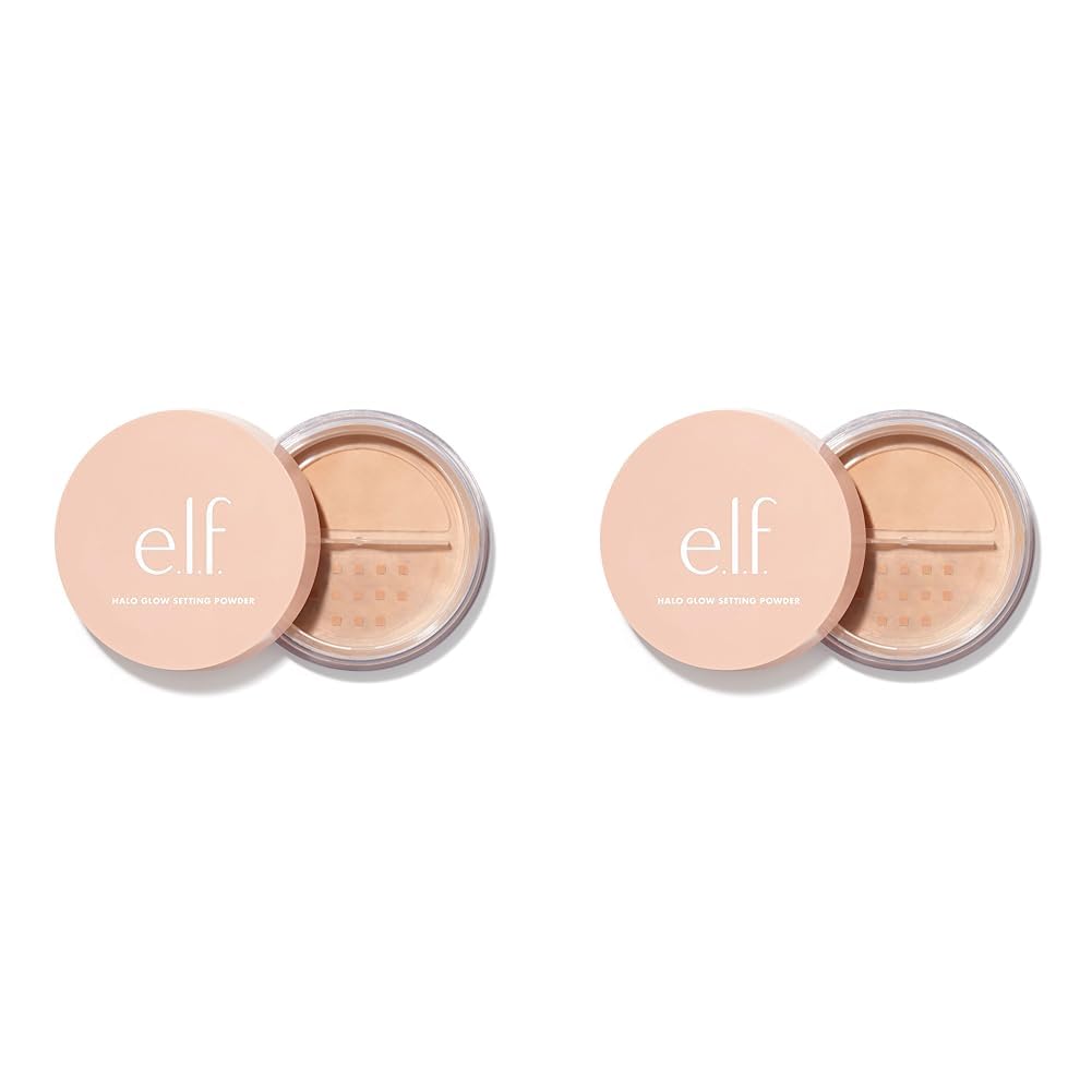 e.l.f., Halo Glow Setting Powder, Silky, Weightless, Blurring, Smooths, Minimizes Pores and Fine Lines, Creates Soft Focus Effect, Medium, Semi-Matte Finish 6.8g