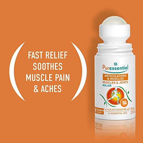 Puressentiel Muscles & Joints Roll-On 75ml – Providing fast Relief & Naturally Soothes Muscle Pain, Back Pain Relief, Neck Pain Relief & Shoulder Aches. Acupressure Massager & Muscle Rub