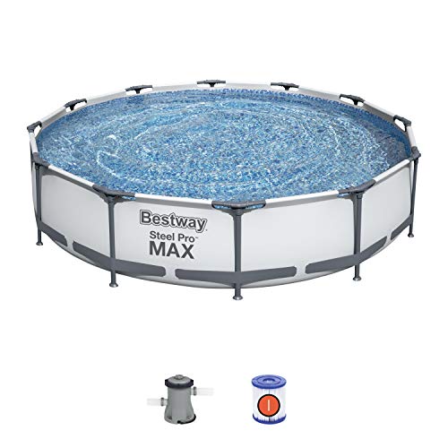 Bestway Steel Pro Max | Runder Rahmenpool mit Filterpumpe, Aufstellpools, grau, 10' 