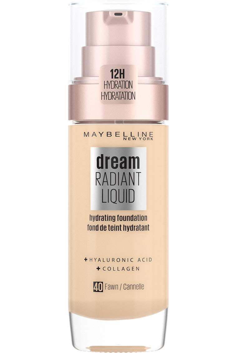 Maybelline Foundation, Dream Radiant Liquid Hydrating Foundation with Hyaluronic Acid and Collagen - Lightweight, Medium Coverage Up to 12 Hour Hydration - 30 Sand