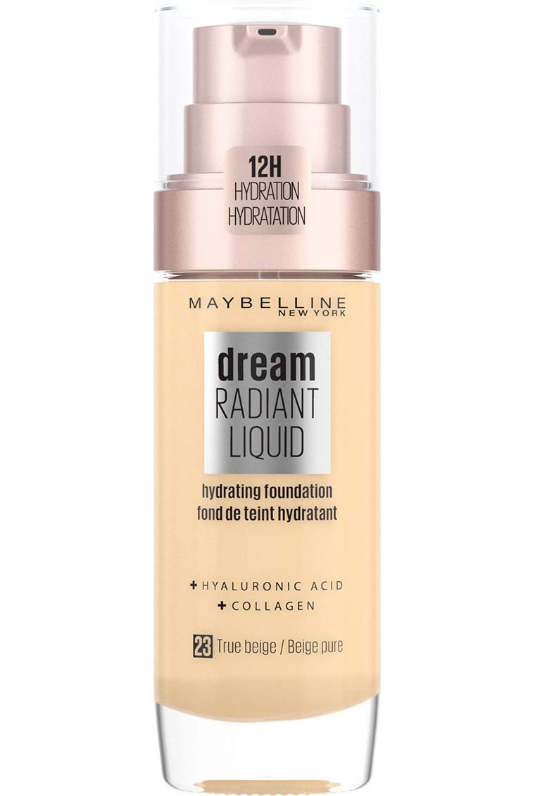 Maybelline Foundation, Dream Radiant Liquid Hydrating Foundation with Hyaluronic Acid and Collagen - Lightweight, Medium Coverage Up to 12 Hour Hydration - 30 Sand