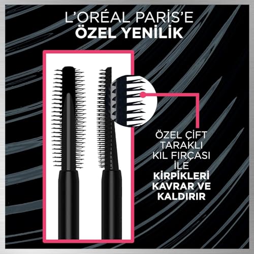 L'Oréal Paris Telescopic Mascara, Long-Lasting 36H Lift, Visible Lash Length Up to +5mm*, No Clumping & No Smudging & No Flaking, Telescopic Lift, Black