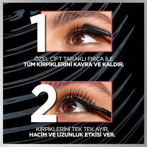 L'Oréal Paris Telescopic Mascara, Long-Lasting 36H Lift, Visible Lash Length Up to +5mm*, No Clumping & No Smudging & No Flaking, Telescopic Lift, Black