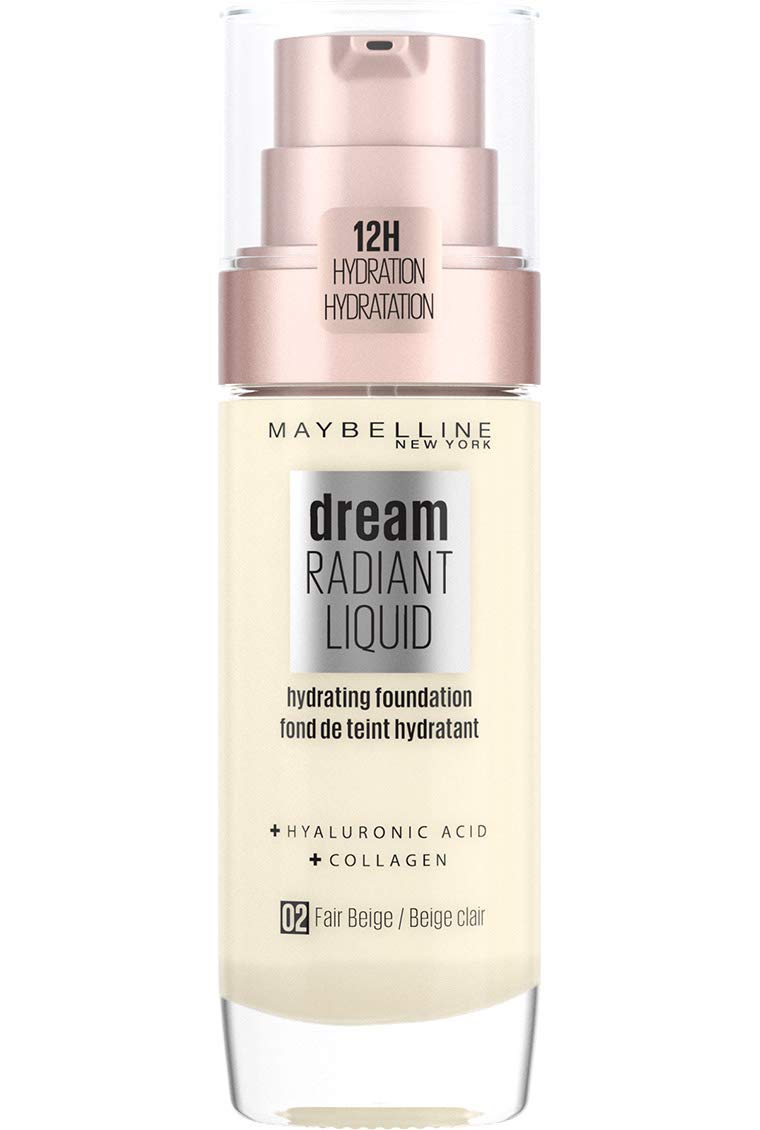 Maybelline Foundation, Dream Radiant Liquid Hydrating Foundation with Hyaluronic Acid and Collagen - Lightweight, Medium Coverage Up to 12 Hour Hydration - 30 Sand