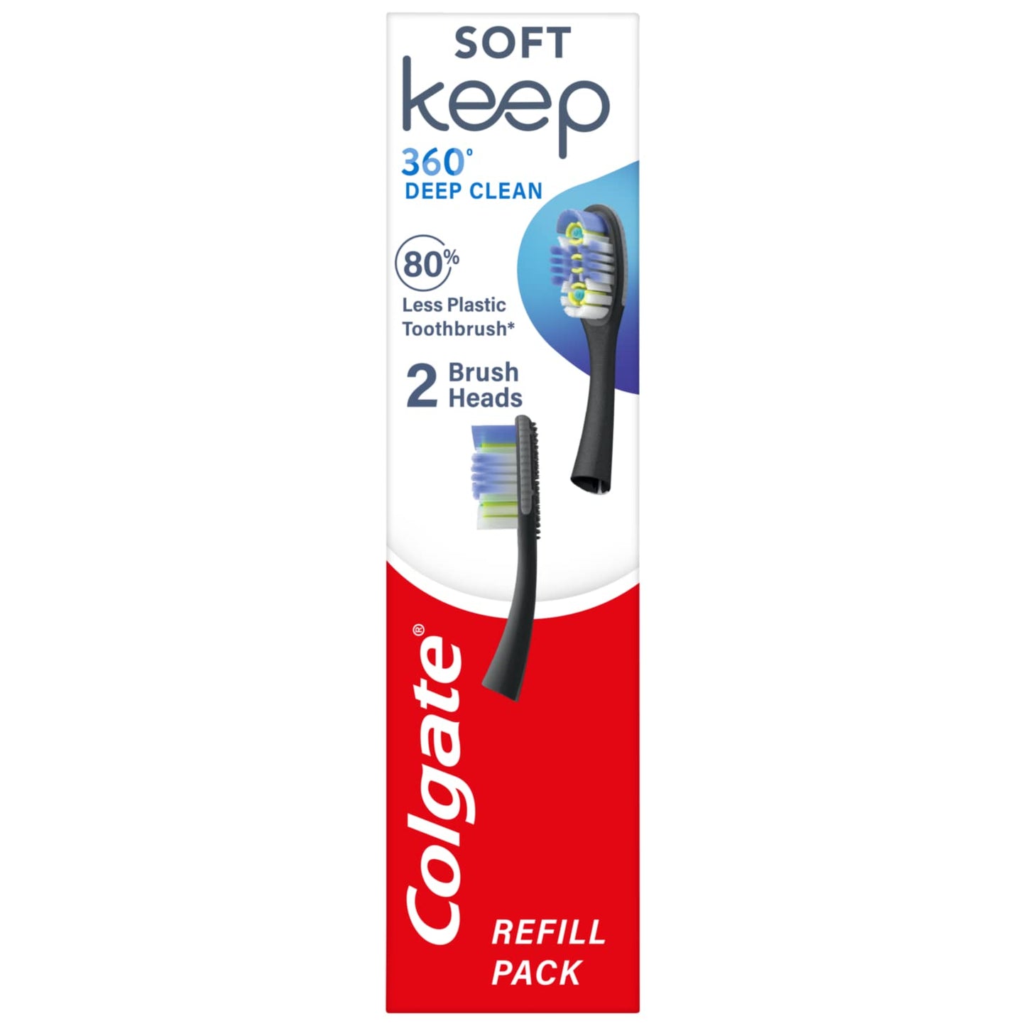 Colgate Keep 360 Deep Clean Toothbrush Replacement Heads to be used with Colgate Keep replaceable head toothbrush comes in a pack of 2 soft toothbrush replacement heads tongue and cheek cleaner