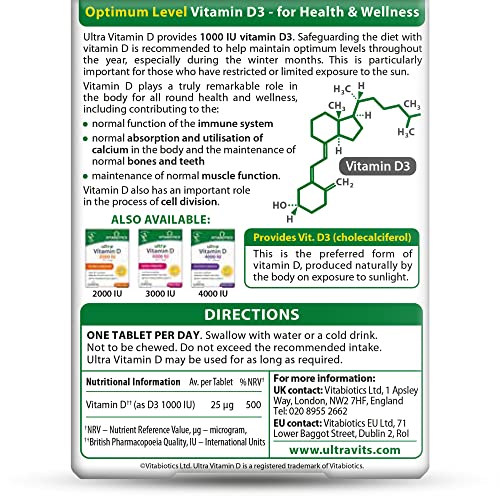 Vitabiotics Ultra Vitamin D1000IU-96 Tablets