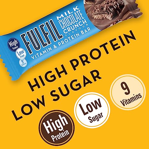 Fulfil Vitamin and Protein Bar (15 x 55 g Bars), Milk Chocolate Crunch Flavour, 20 g High Protein, 9 Vitamins, Low Sugar