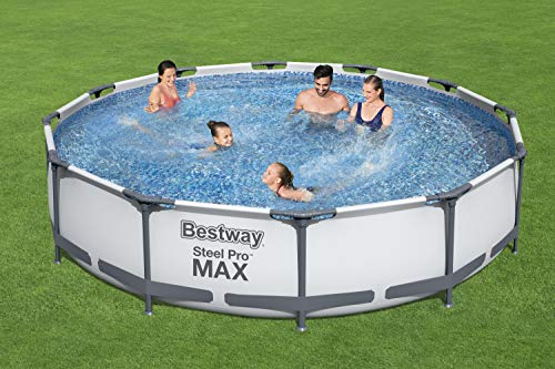 Bestway Steel Pro Max | Runder Rahmenpool mit Filterpumpe, Aufstellpools, grau, 10' 