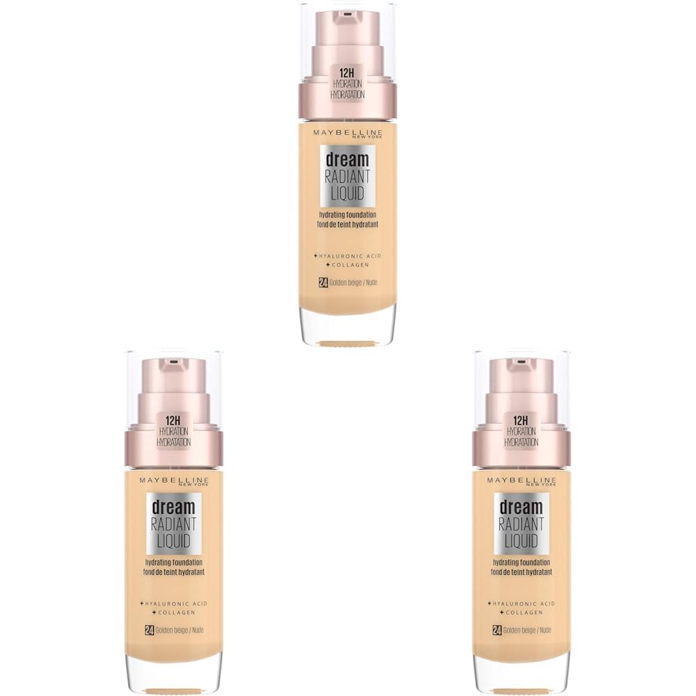 Maybelline Foundation, Dream Radiant Liquid Hydrating Foundation with Hyaluronic Acid and Collagen - Lightweight, Medium Coverage Up to 12 Hour Hydration - 30 Sand