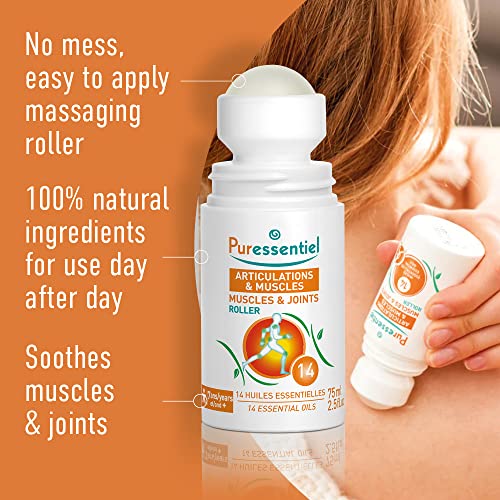 Puressentiel Muscles & Joints Roll-On 75ml – Providing fast Relief & Naturally Soothes Muscle Pain, Back Pain Relief, Neck Pain Relief & Shoulder Aches. Acupressure Massager & Muscle Rub