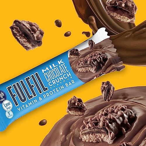 Fulfil Vitamin and Protein Bar (15 x 55 g Bars), Milk Chocolate Crunch Flavour, 20 g High Protein, 9 Vitamins, Low Sugar