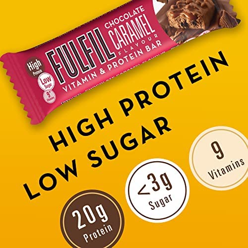 Fulfil Vitamin and Protein Bar (15 x 55 g Bars), Milk Chocolate Crunch Flavour, 20 g High Protein, 9 Vitamins, Low Sugar