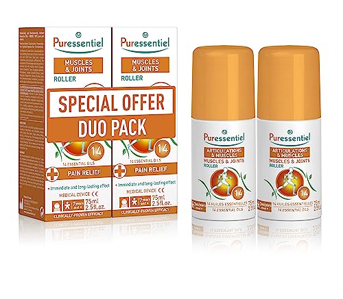 Puressentiel Muscles & Joints Roll-On 75ml – Providing fast Relief & Naturally Soothes Muscle Pain, Back Pain Relief, Neck Pain Relief & Shoulder Aches. Acupressure Massager & Muscle Rub