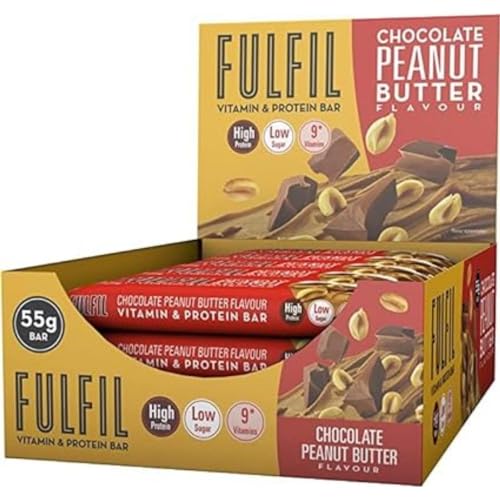 Fulfil Vitamin and Protein Bar (15 x 55 g Bars), Milk Chocolate Crunch Flavour, 20 g High Protein, 9 Vitamins, Low Sugar