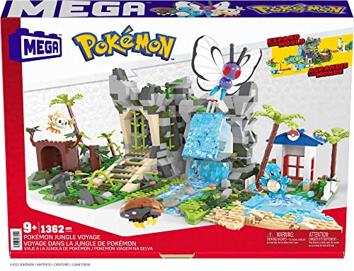 MEGA Pokémon Building Toys Set Jungle Voyage with 1362 Pieces, 4 Articulated and Poseable Characters and Environment, for Kids, HHN61