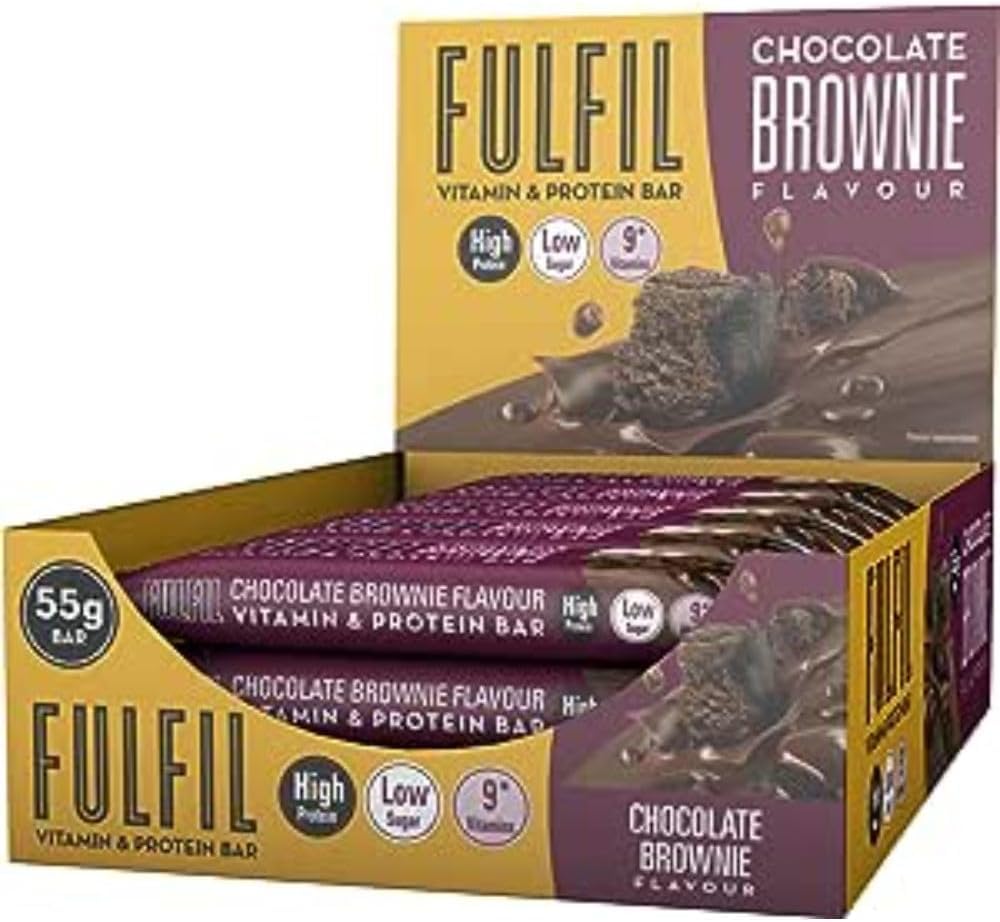 Fulfil Vitamin and Protein Bar (15 x 55 g Bars), Milk Chocolate Crunch Flavour, 20 g High Protein, 9 Vitamins, Low Sugar