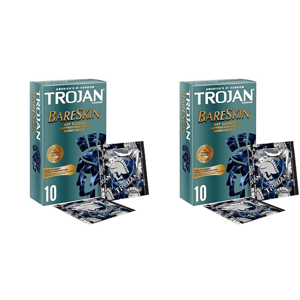 Trojan BareSkin Condoms, The Thinnest Trojan Condoms - Pack of 10