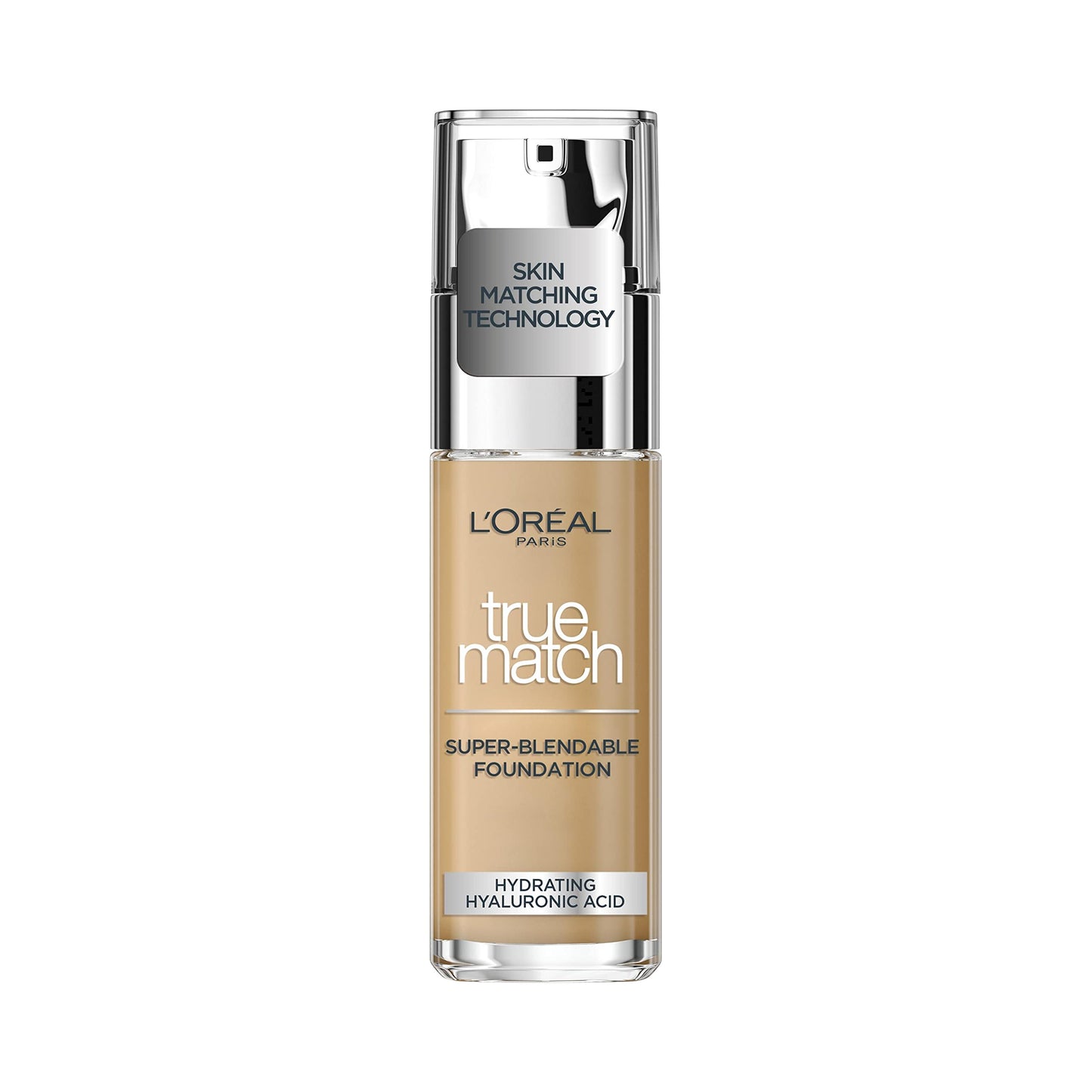 L'Oreal Paris True Match Liquid Foundation, Skincare Infused with Hyaluronic Acid, SPF 17, Available in 40 Shades, 6.5W Golden Toffee, 30 ml