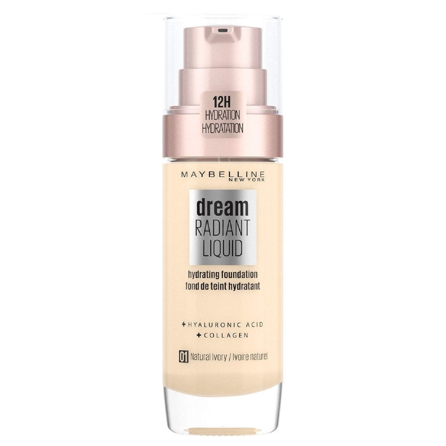 Maybelline Foundation, Dream Radiant Liquid Hydrating Foundation with Hyaluronic Acid and Collagen - Lightweight, Medium Coverage Up to 12 Hour Hydration - 30 Sand