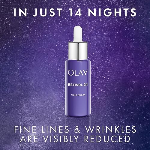 Olay Retinol Serum For Face, 24 Night Serum With Retinoid Complex + Vitamin B3, Firming Anti-Ageing Face Serum, Strengthens & Firms Skin, Visibly Reduces Wrinkles & Fine Lines, Fragrance Free, 40 ml