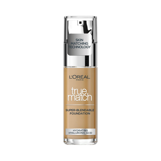 L'Oreal Paris True Match Liquid Foundation, Skincare Infused with Hyaluronic Acid, SPF 17, Available in 40 Shades, 6.5W Golden Toffee, 30 ml