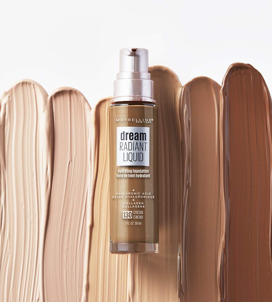 Maybelline Foundation, Dream Radiant Liquid Hydrating Foundation with Hyaluronic Acid and Collagen - Lightweight, Medium Coverage Up to 12 Hour Hydration - 30 Sand