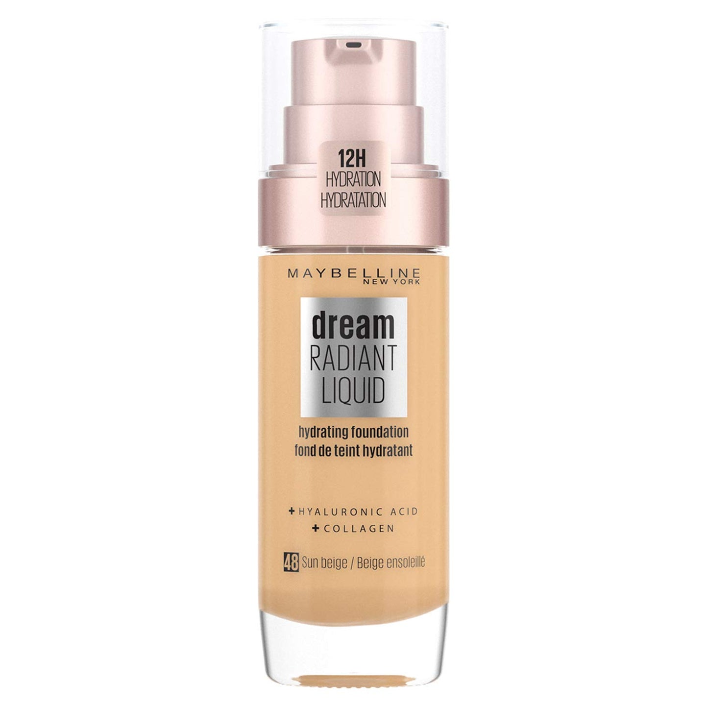 Maybelline Foundation, Dream Radiant Liquid Hydrating Foundation with Hyaluronic Acid and Collagen - Lightweight, Medium Coverage Up to 12 Hour Hydration - 30 Sand