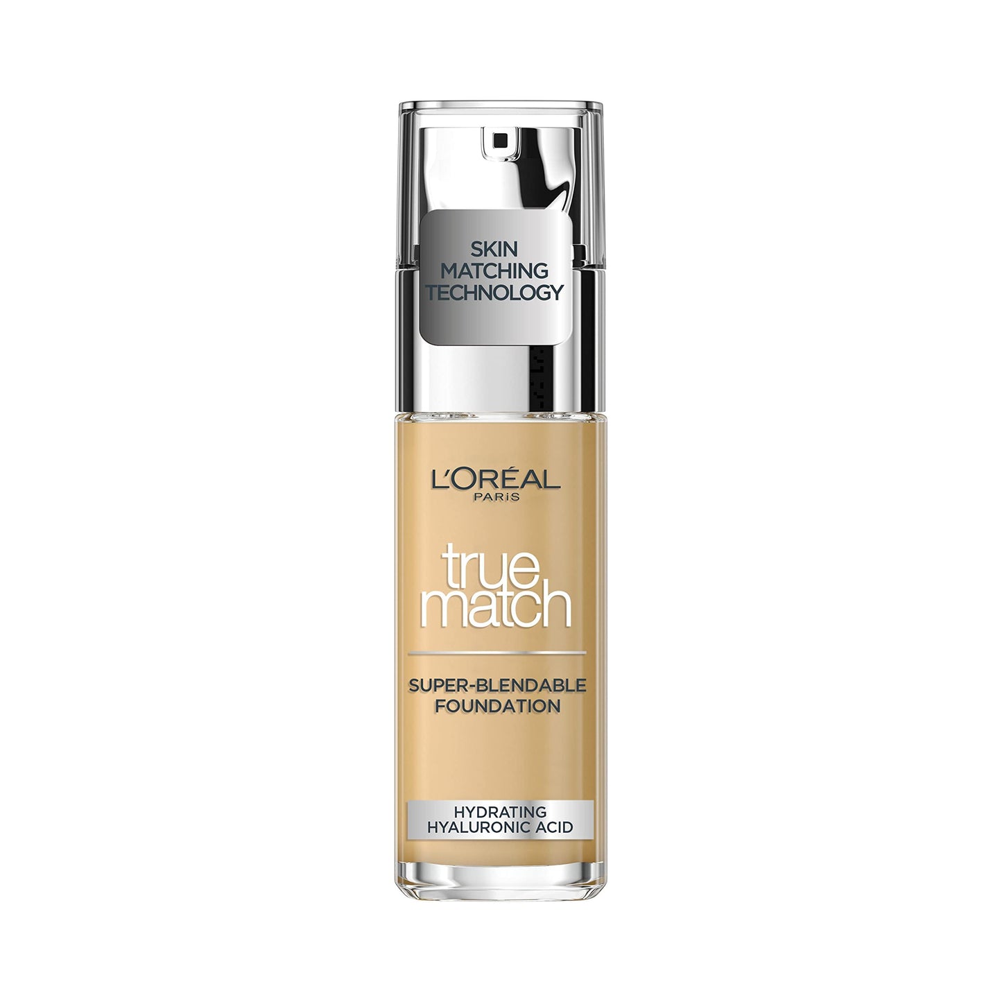 L'Oreal Paris True Match Liquid Foundation, Skincare Infused with Hyaluronic Acid, SPF 17, Available in 40 Shades, 6.5W Golden Toffee, 30 ml