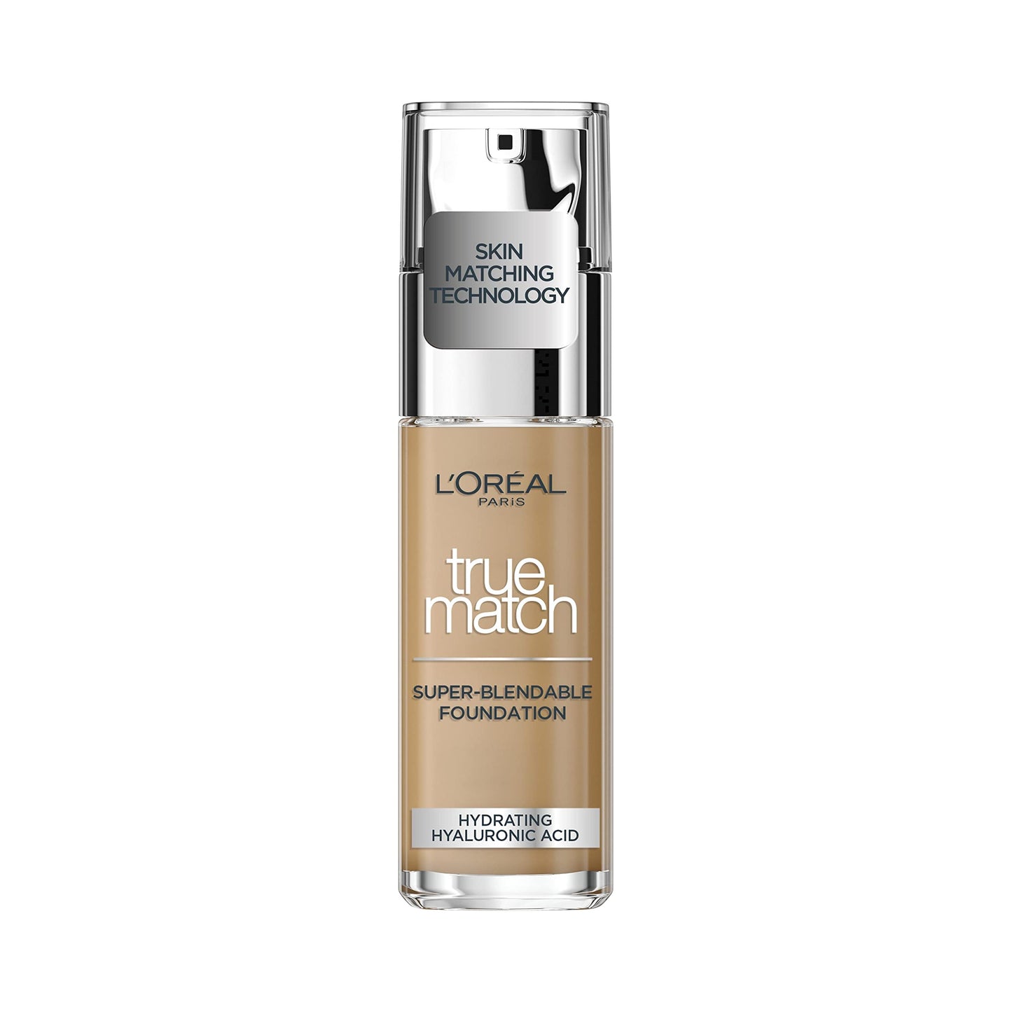 L'Oreal Paris True Match Liquid Foundation, Skincare Infused with Hyaluronic Acid, SPF 17, Available in 40 Shades, 6.5W Golden Toffee, 30 ml