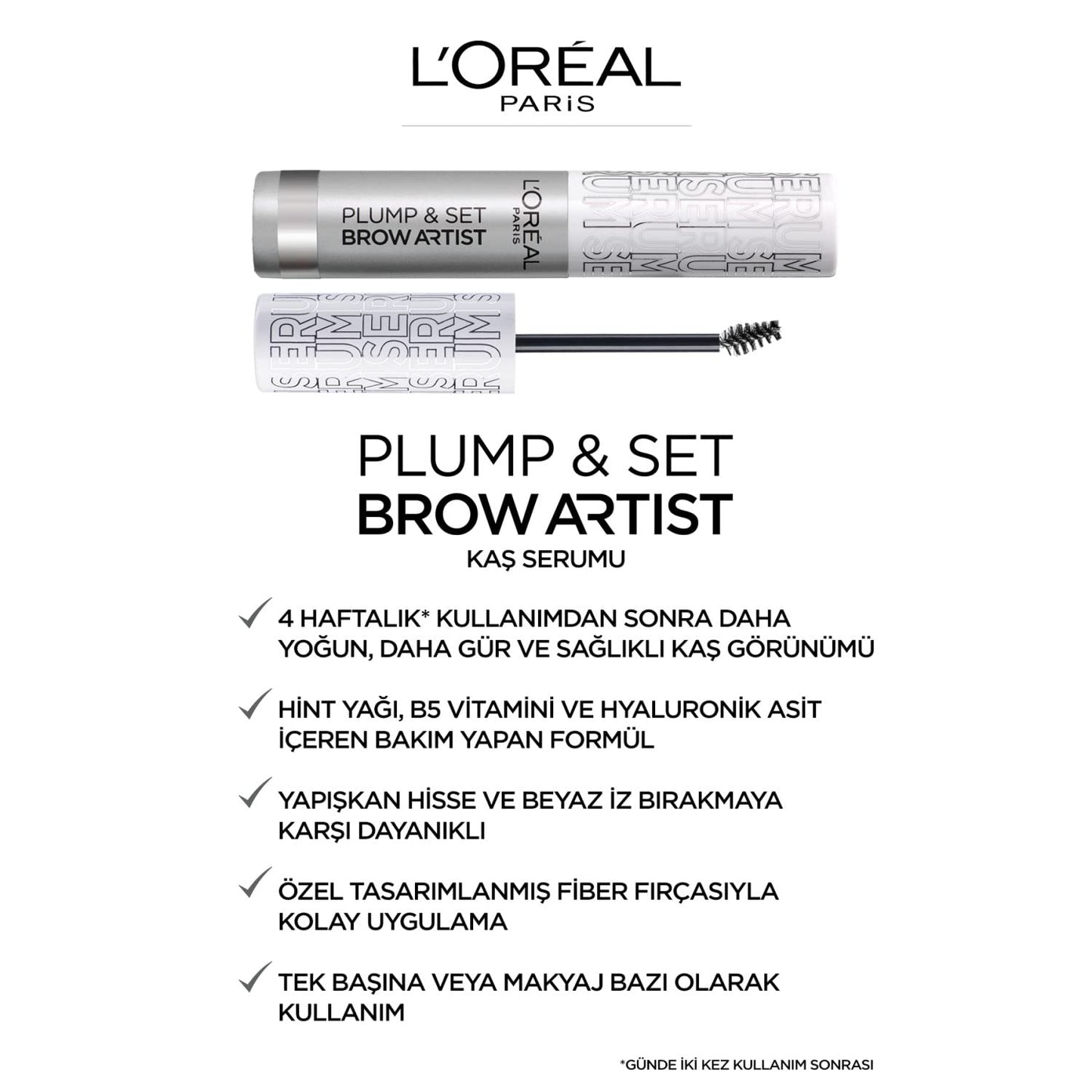 L'Oréal Paris Volumising Brow Mascara, Longwear Brow Gel for Fuller Looking Eyebrows, Up To 24 Hours Wear, Water Resistant, Infallible Brows, 5 ml, Shade: 5.0 Light Brunette