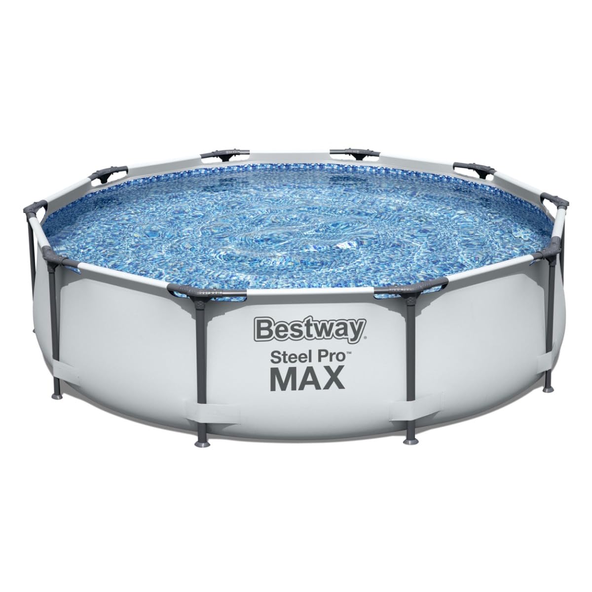 Bestway Steel Pro Max | Runder Rahmenpool mit Filterpumpe, Aufstellpools, grau, 10' 