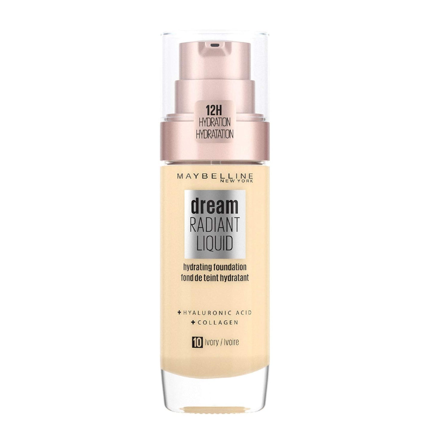 Maybelline Foundation, Dream Radiant Liquid Hydrating Foundation with Hyaluronic Acid and Collagen - Lightweight, Medium Coverage Up to 12 Hour Hydration - 30 Sand