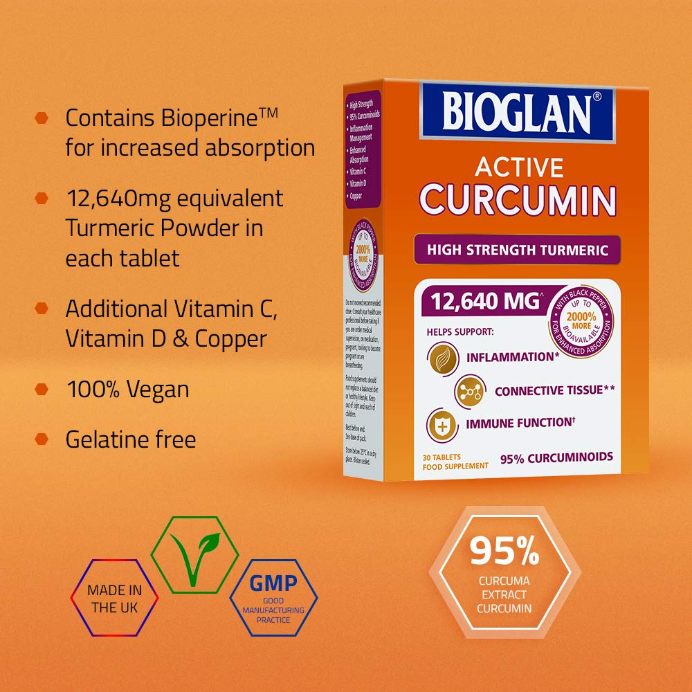 Bioglan Active Curcumin, High Strength Turmeric extract, 1 month supply - 30 Tablets