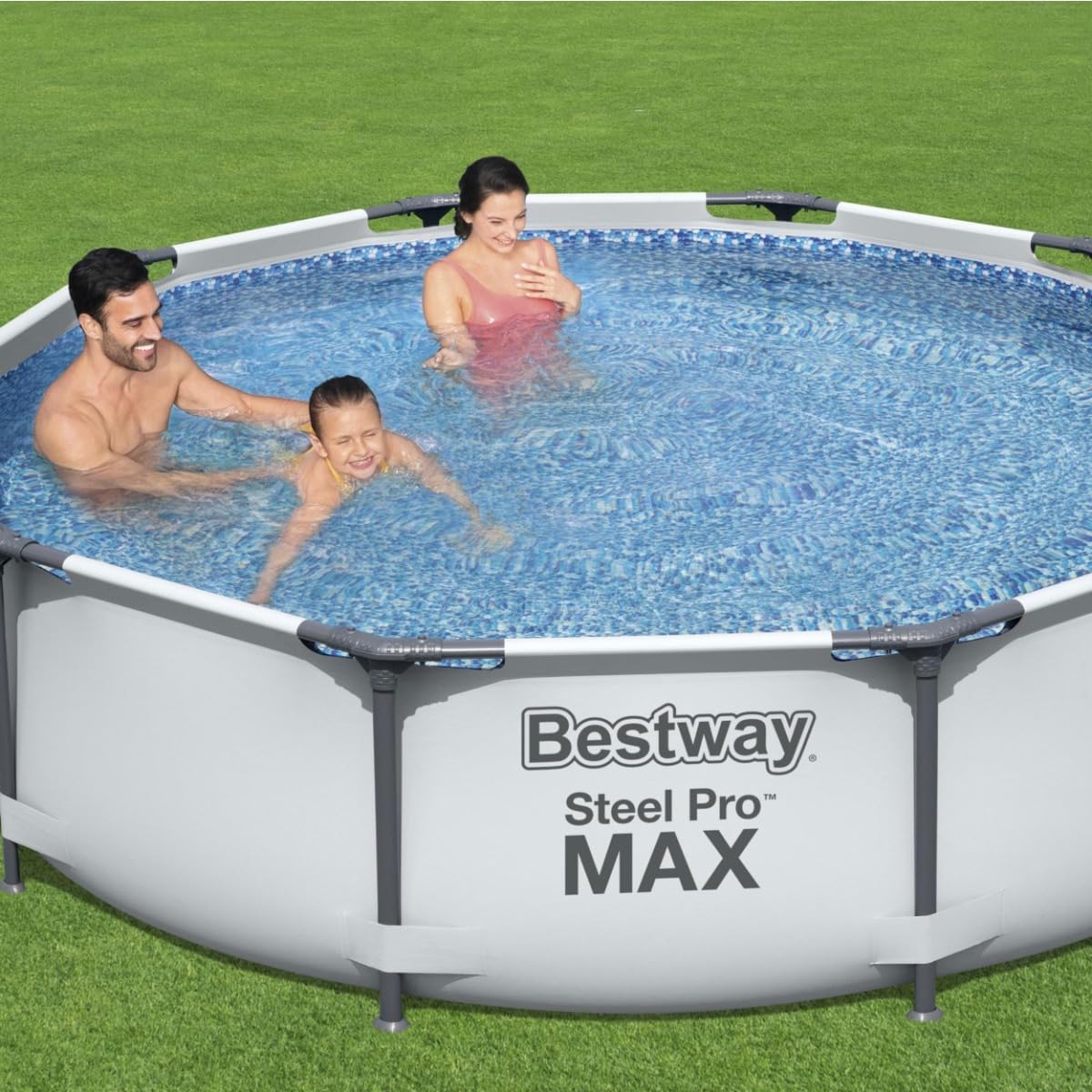 Bestway Steel Pro Max | Runder Rahmenpool mit Filterpumpe, Aufstellpools, grau, 10' 