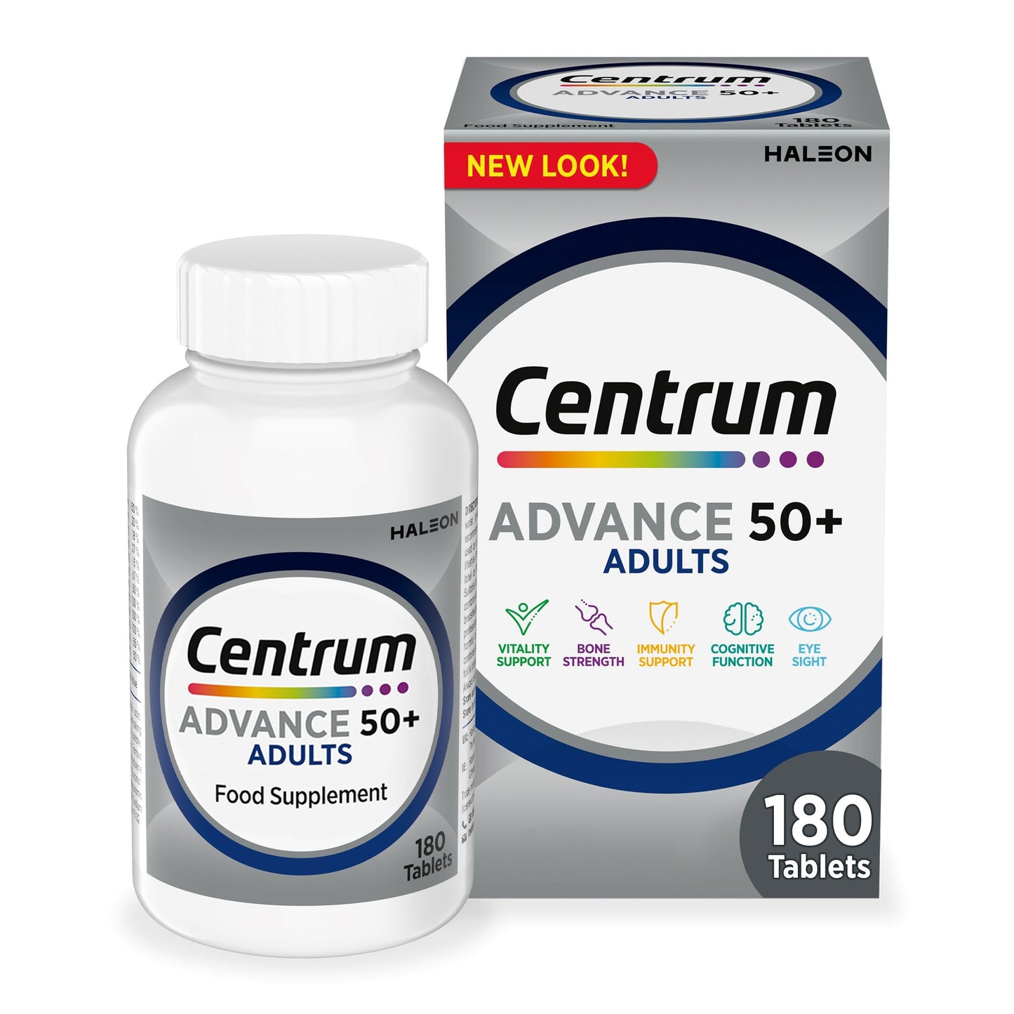 Centrum Advance 50+ Multivitamin Tablets for Men and Women, Vitamins with 24 Essential Nutrients including Vitamin C, D and Zinc, 60 ct (Packaging and Tablet colour may vary slightly)