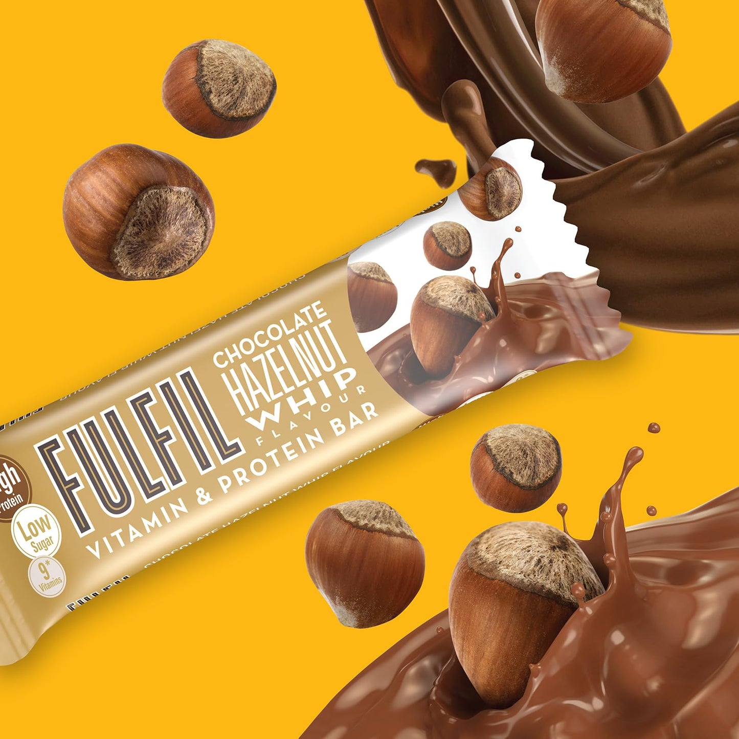 Fulfil Vitamin and Protein Bar (15 x 55 g Bars), Milk Chocolate Crunch Flavour, 20 g High Protein, 9 Vitamins, Low Sugar