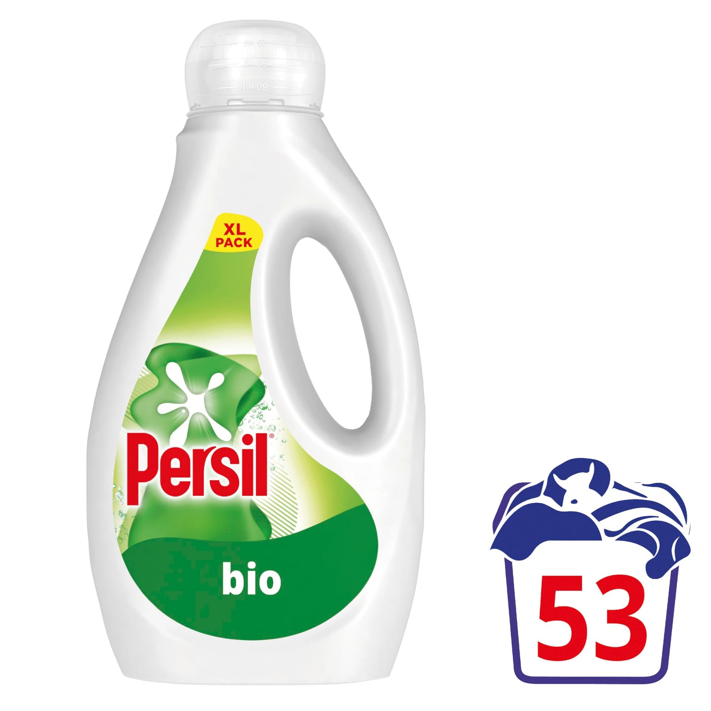 Persil Bio Laundry Washing Liquid Detergent 1st time removal of tough stains outstanding stain removal in quick & cold washes 53 washes (1.431 L)