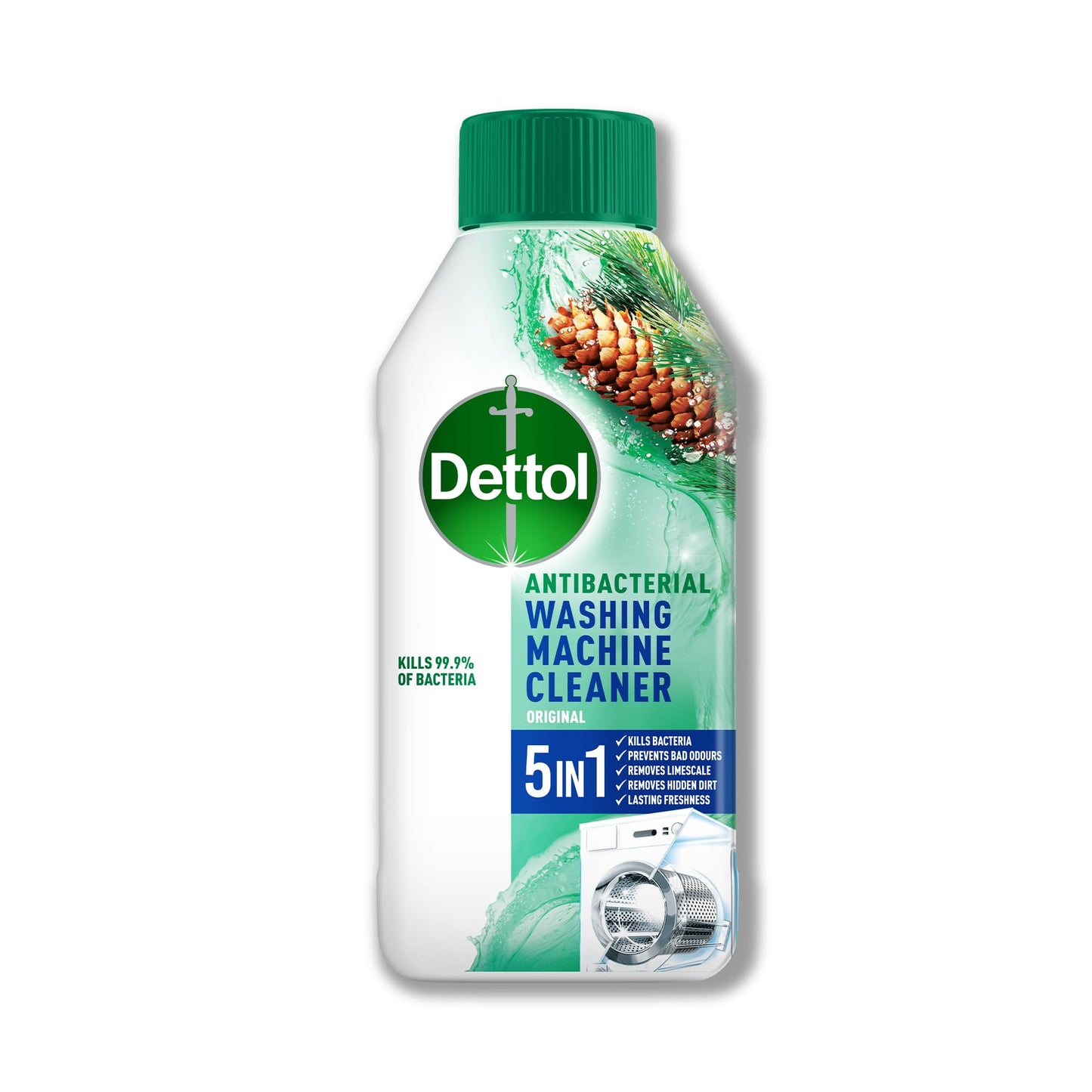 Dettol Washing Machine Cleaner, Original Fresh, 250ml, Laundry, Antibacterial, Disinfectant, Deep Clean Washing Machine, Removes Limescale Odours and Dirt, Descaler