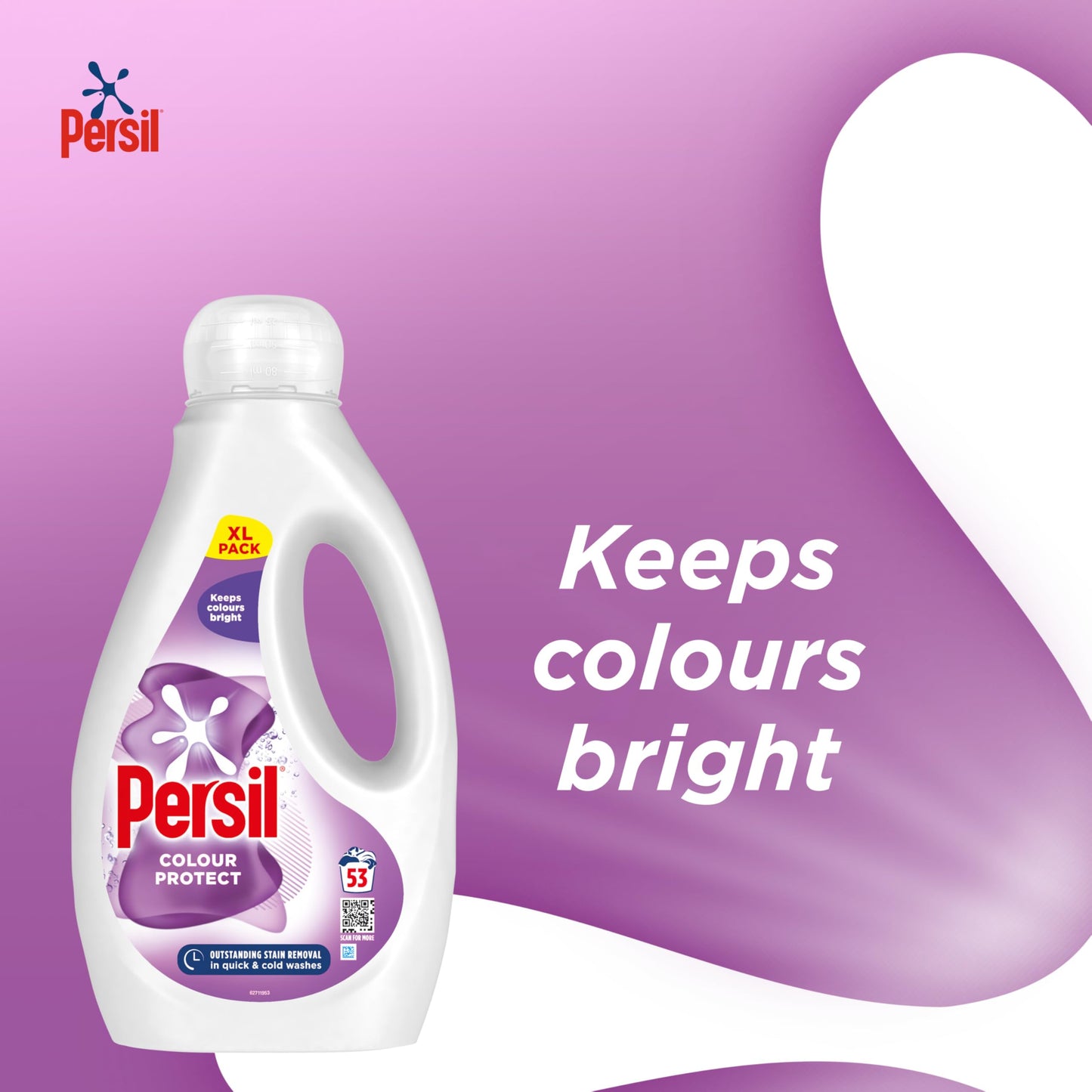 Persil Bio Laundry Washing Liquid Detergent 1st time removal of tough stains outstanding stain removal in quick & cold washes 53 washes (1.431 L)